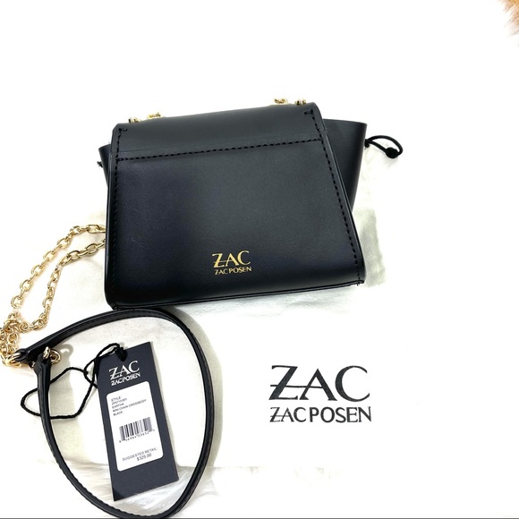 🍒ZAC ZAC POSEN Black Leather women’s Mini CrossBody Bag - Picture 6 of 11